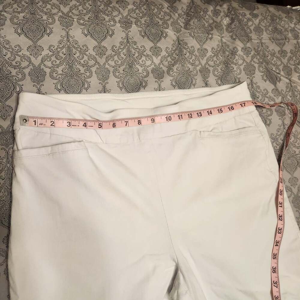 Allison Daley Pants Size 18 White Capri Side Slit - Picture 3 of 10